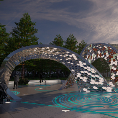 创意商业构架 广场小品su模型