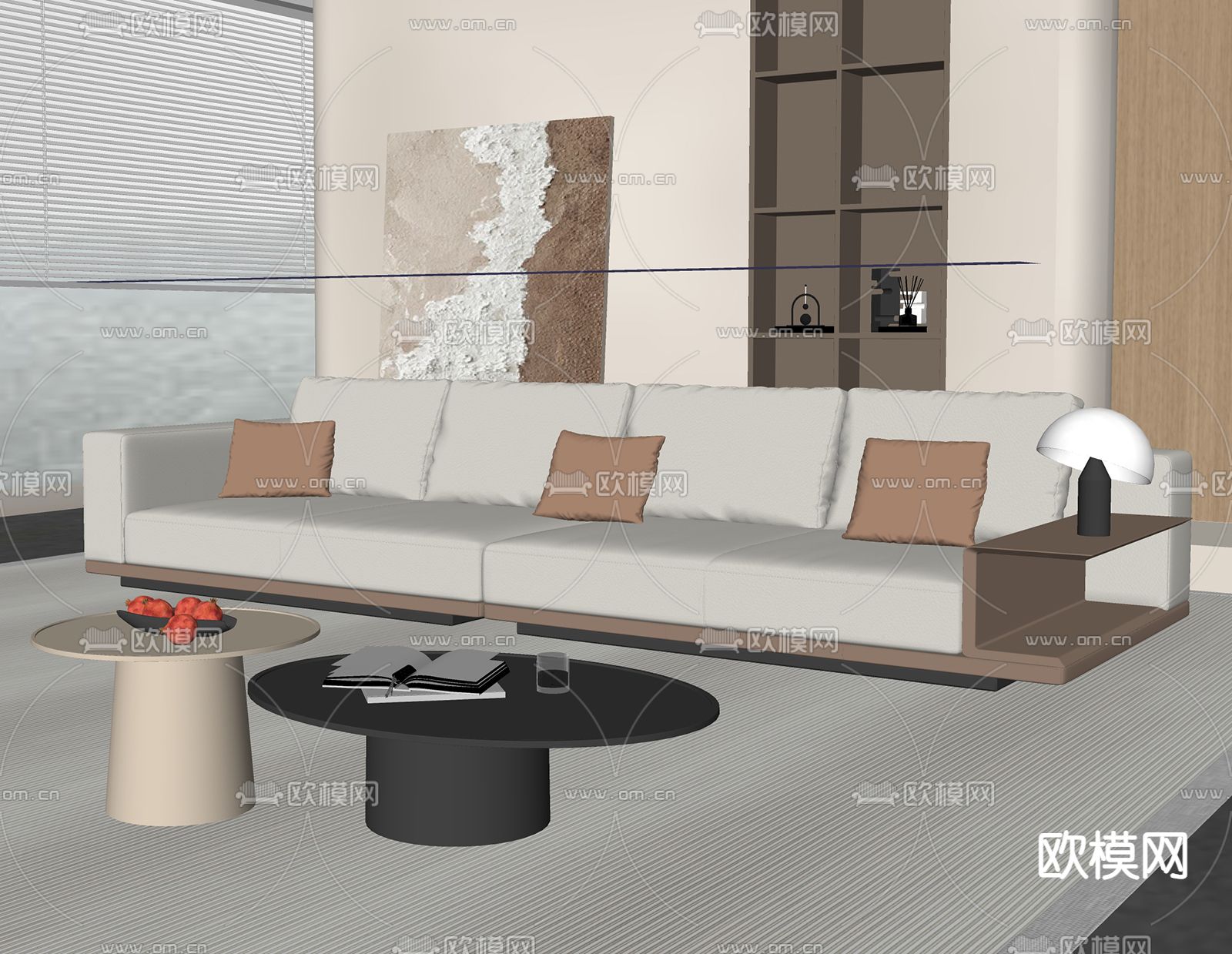 现代多人沙发su模型下载（渲染图2）