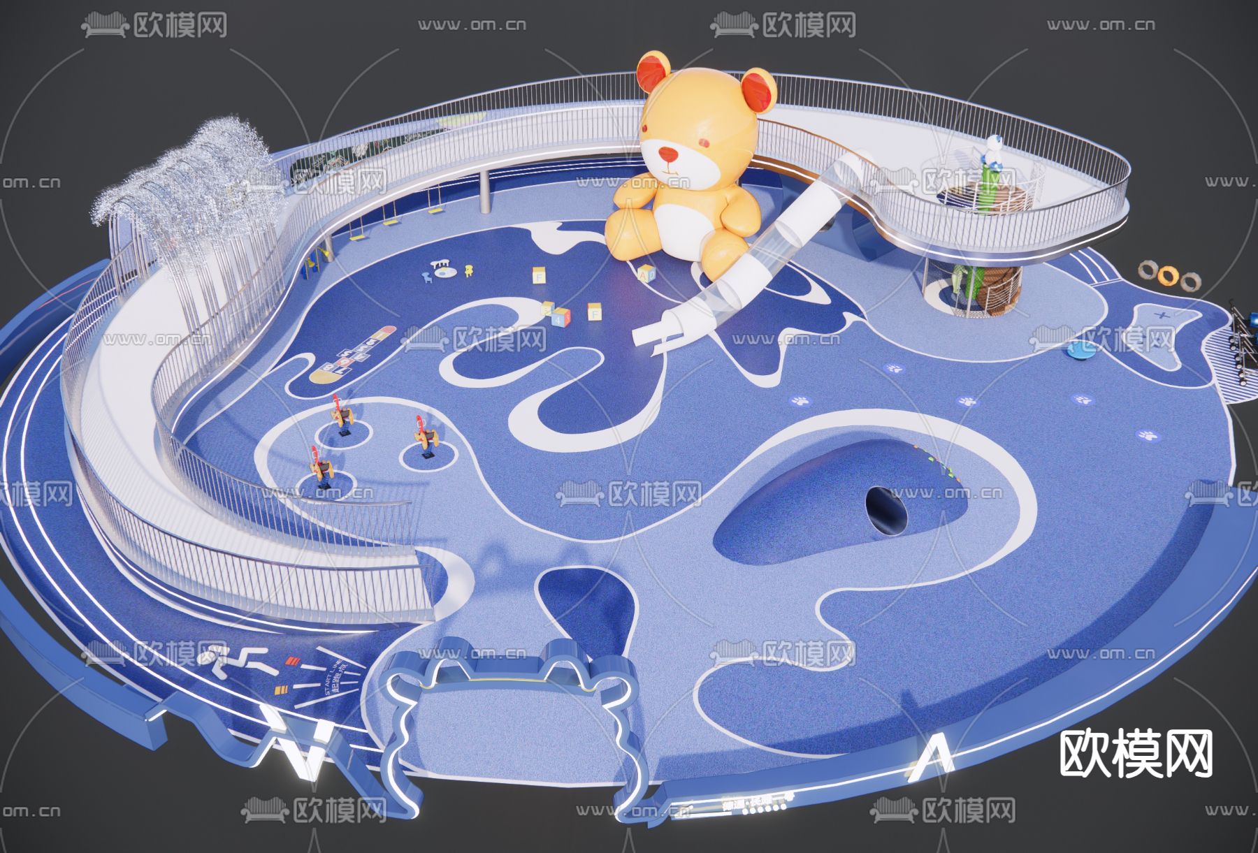 儿童游乐区 儿童活动场地su模型下载（渲染图2）