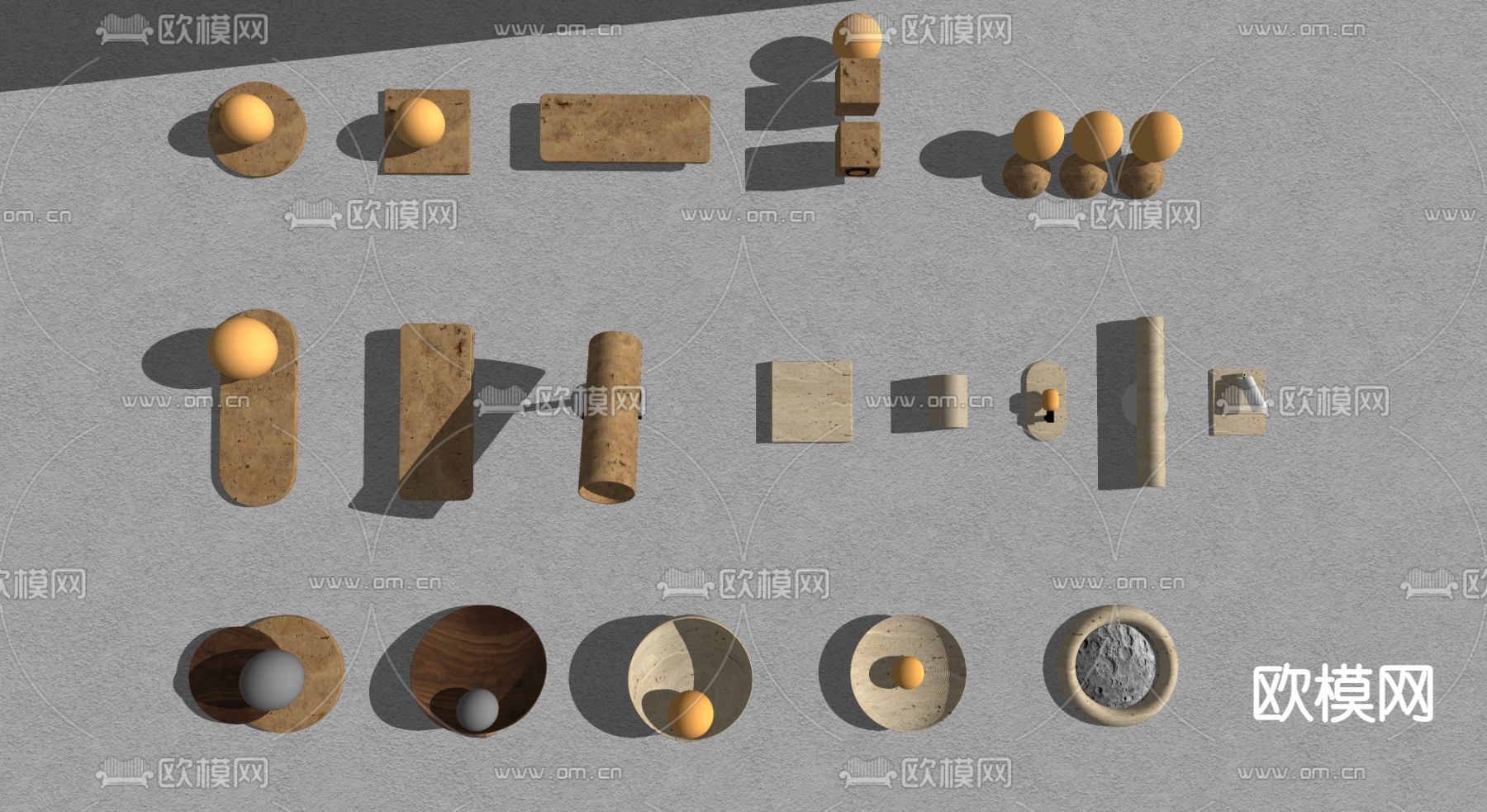 洞石壁灯 侘寂风壁灯su模型下载（渲染图2）