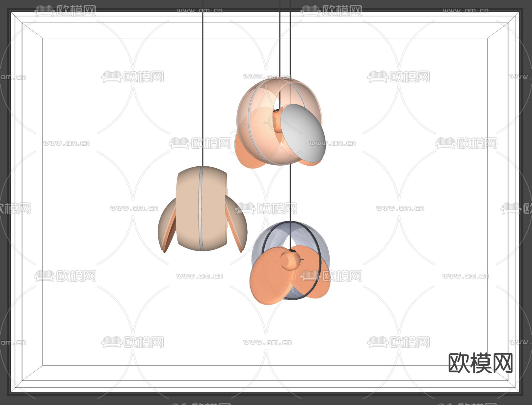 北欧小吊灯 床头吊灯su模型下载（渲染图2）