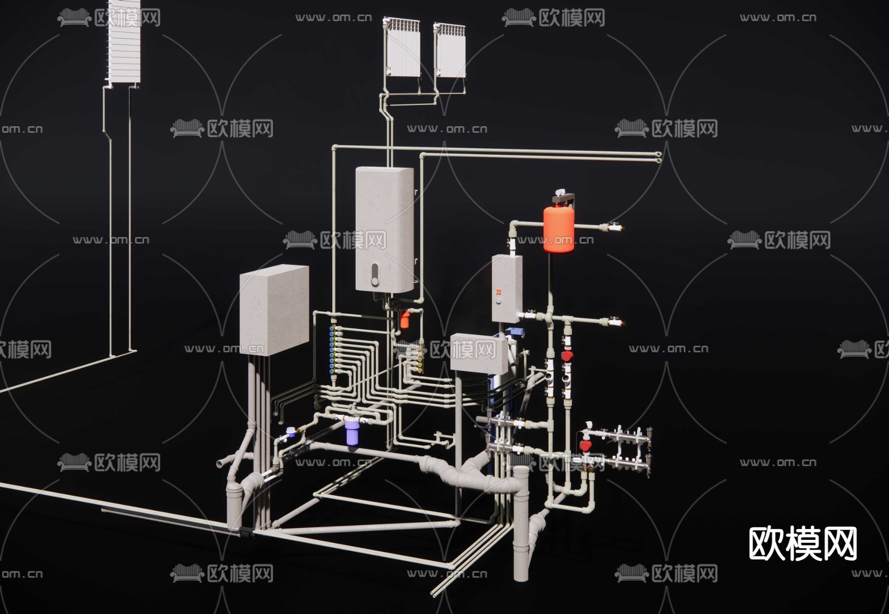 热水器 电锅炉 地热分水器su模型下载（渲染图3）