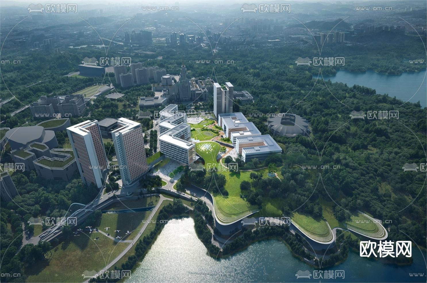 学校鸟瞰3d模型下载