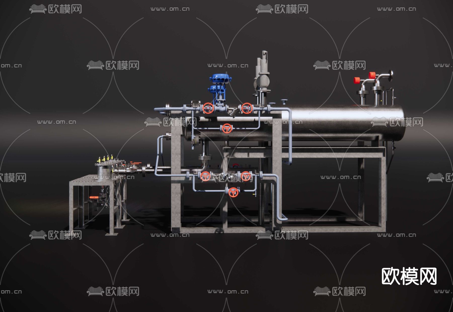 换热器 交换机 分汽缸su模型下载（渲染图1）