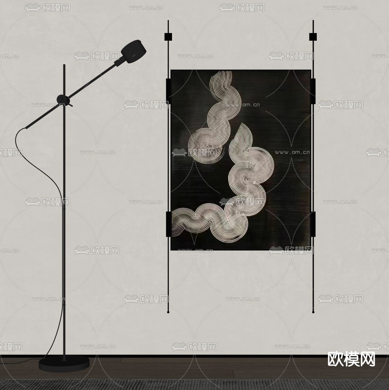 侘寂风装饰画 挂画su模型下载（渲染图2）