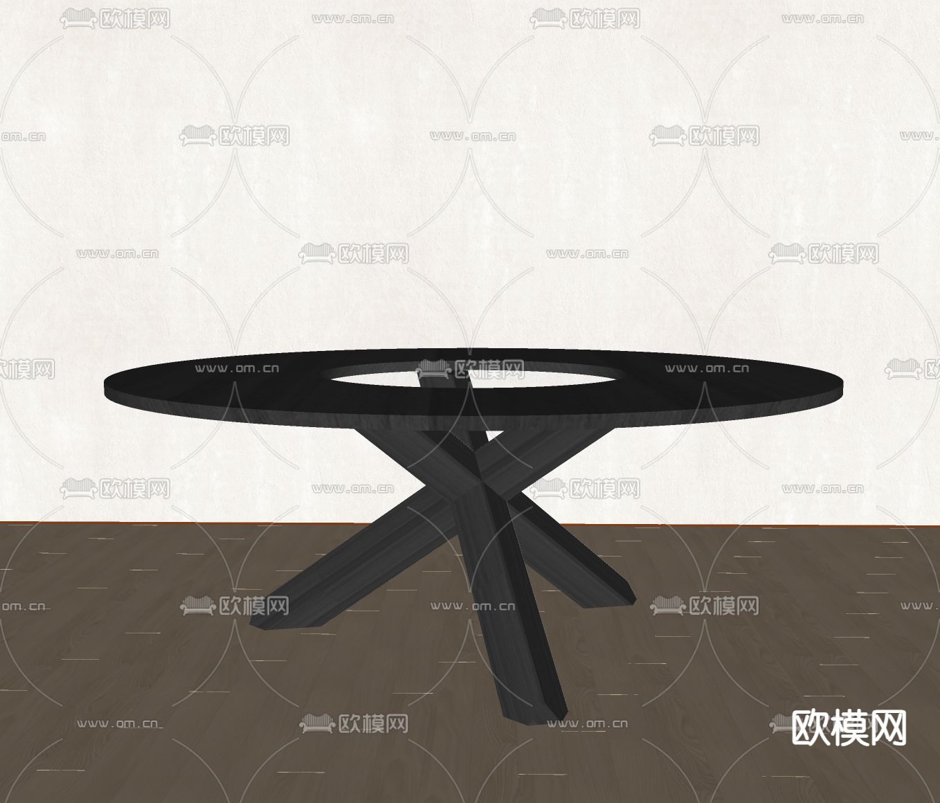 cassina餐桌 圆桌su模型下载（渲染图2）