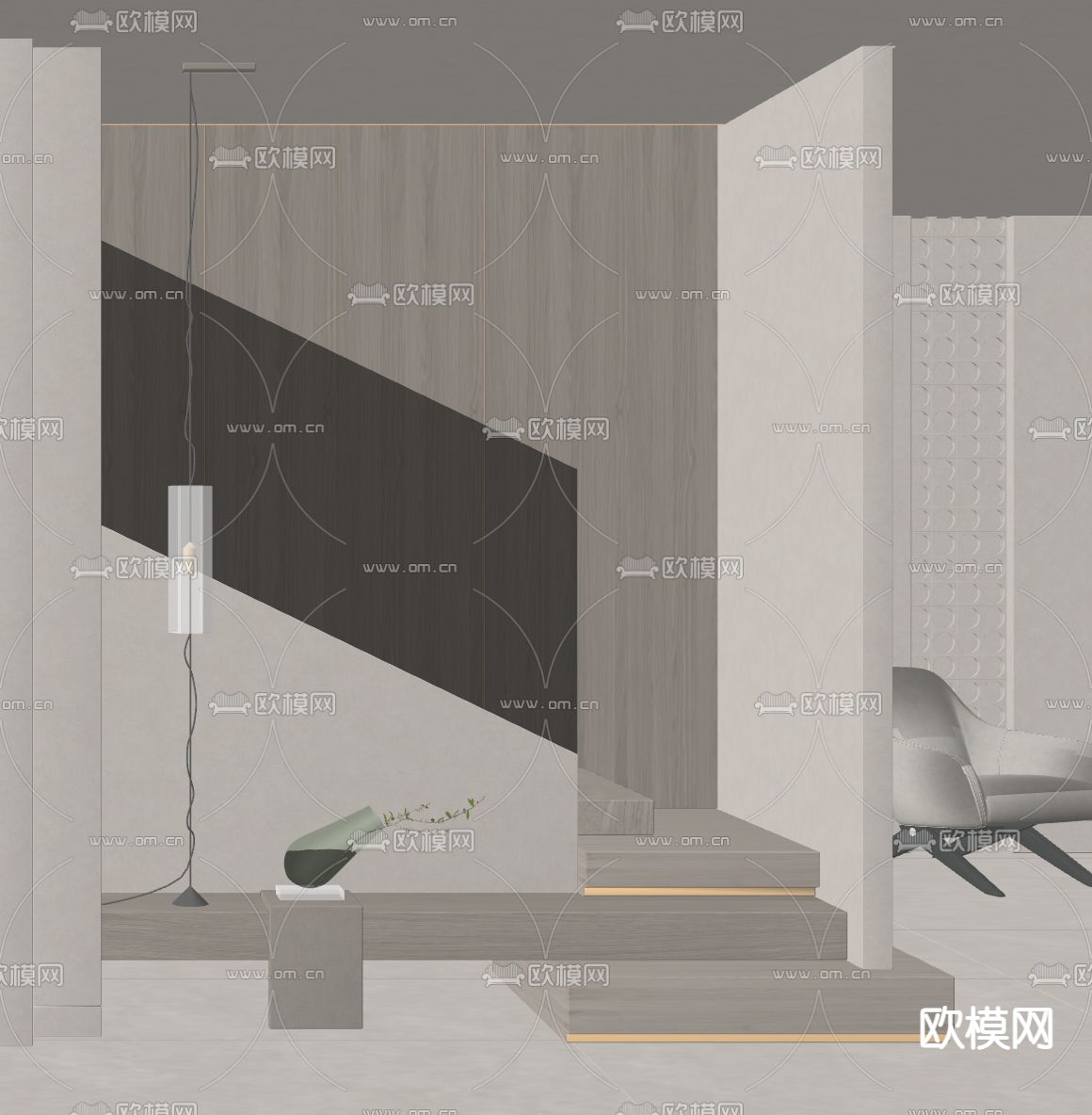 北欧楼梯间su模型下载（渲染图2）