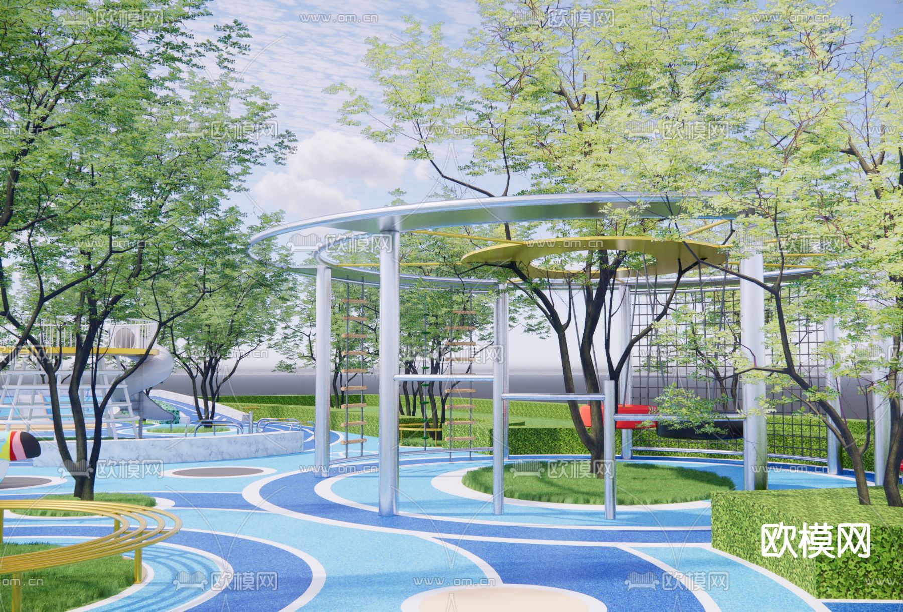 儿童游乐区 儿童活动场地su模型下载（渲染图1）