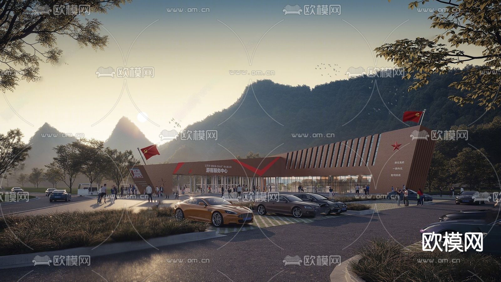 游客中心 革命基地 展览馆3d模型下载