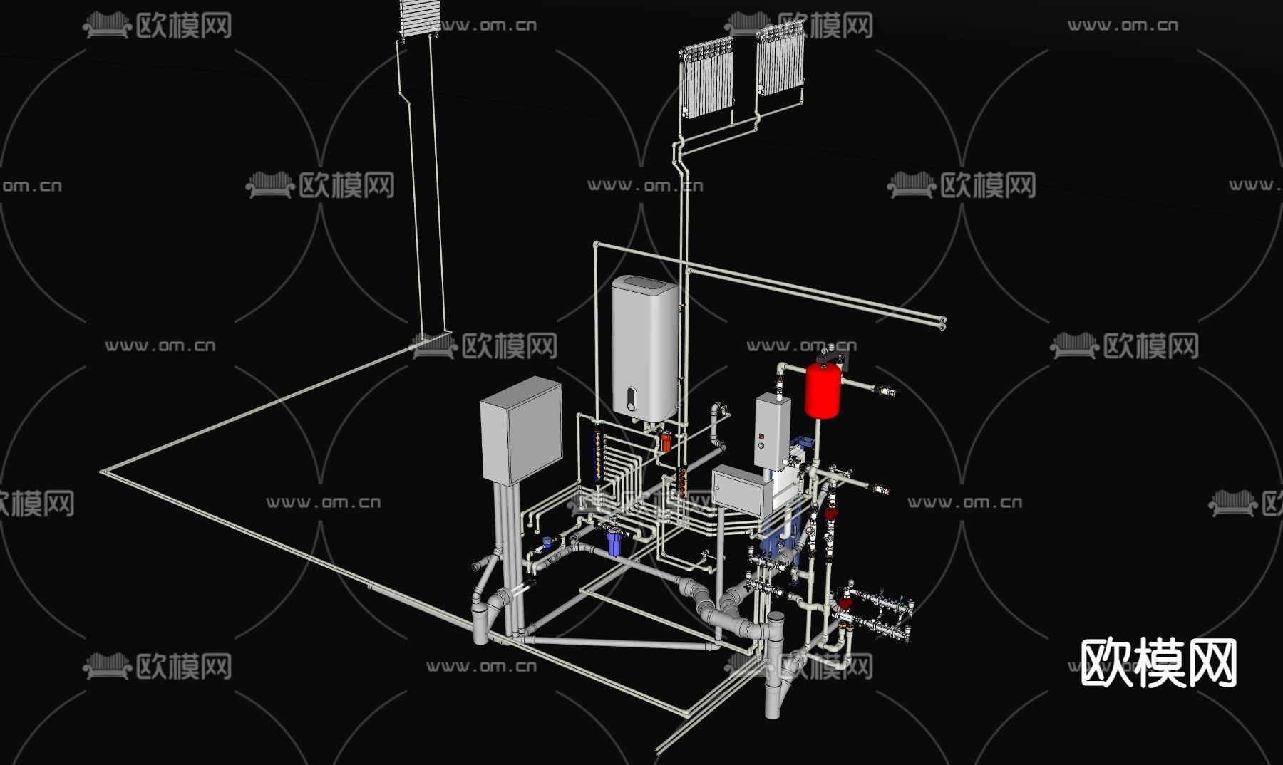 热水器 电锅炉 地热分水器su模型下载（渲染图2）