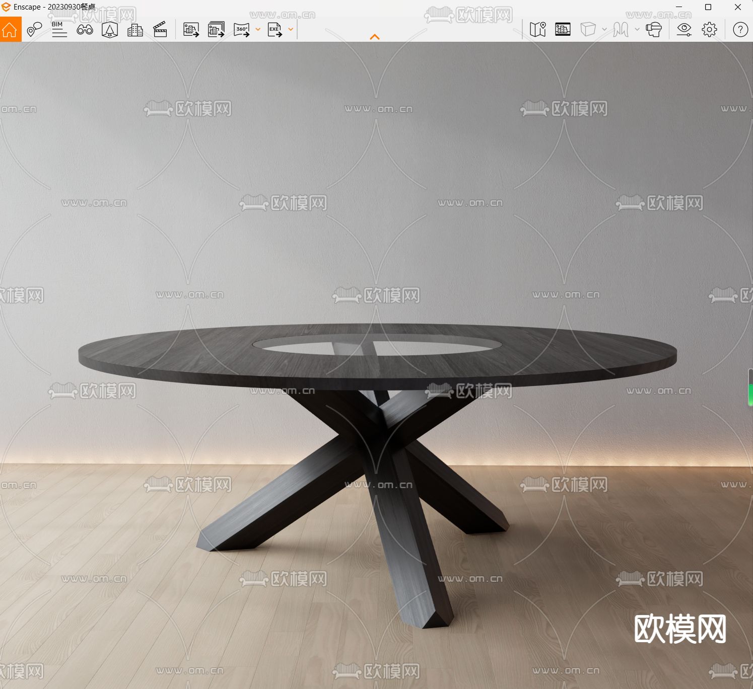 cassina餐桌 圆桌su模型下载（渲染图3）