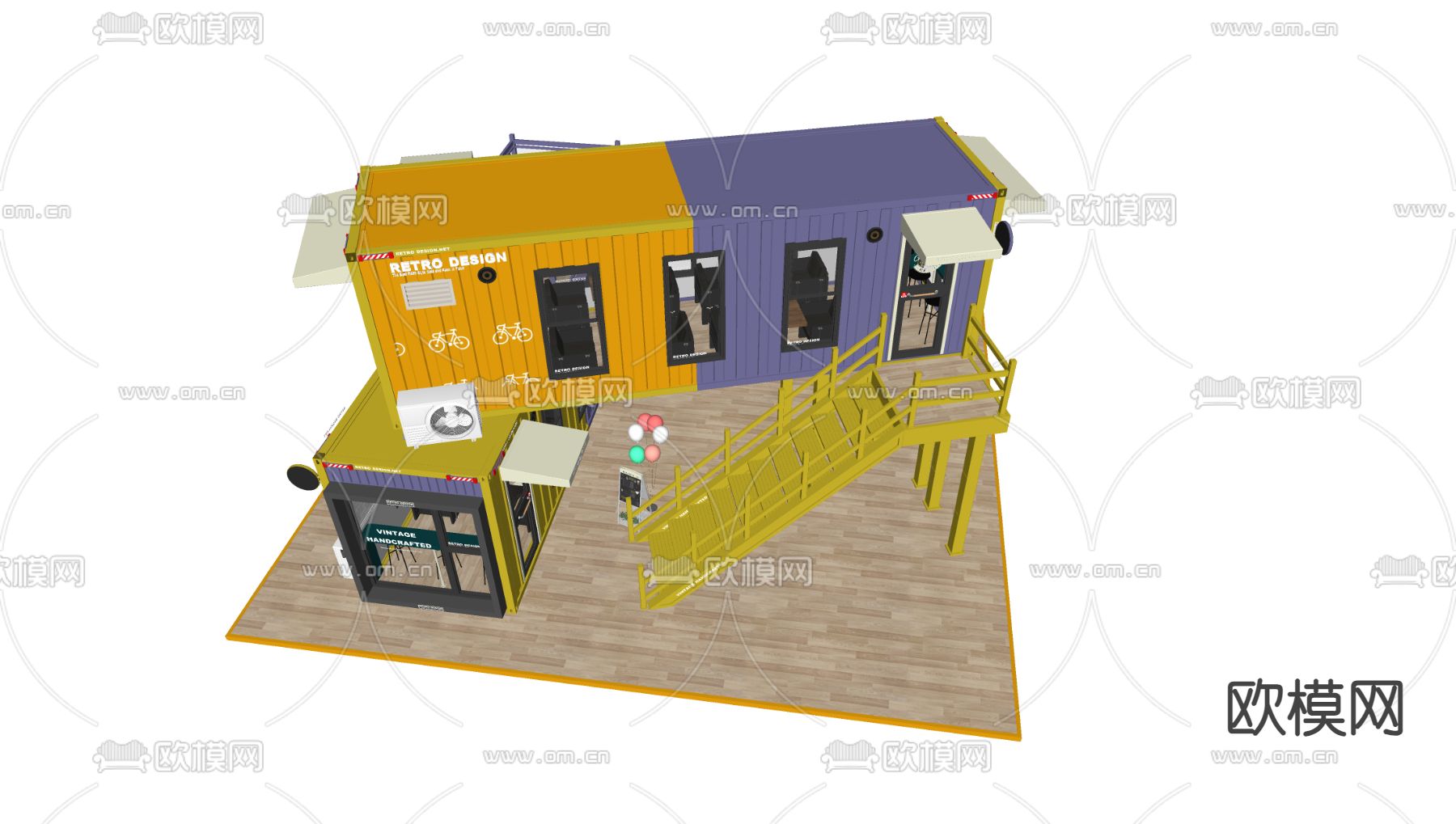 集装箱小店 小卖部 售货亭su模型下载（渲染图2）