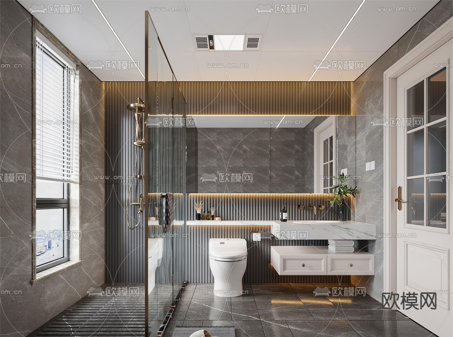 简欧卫生间 浴室 洗手间3d模型下载