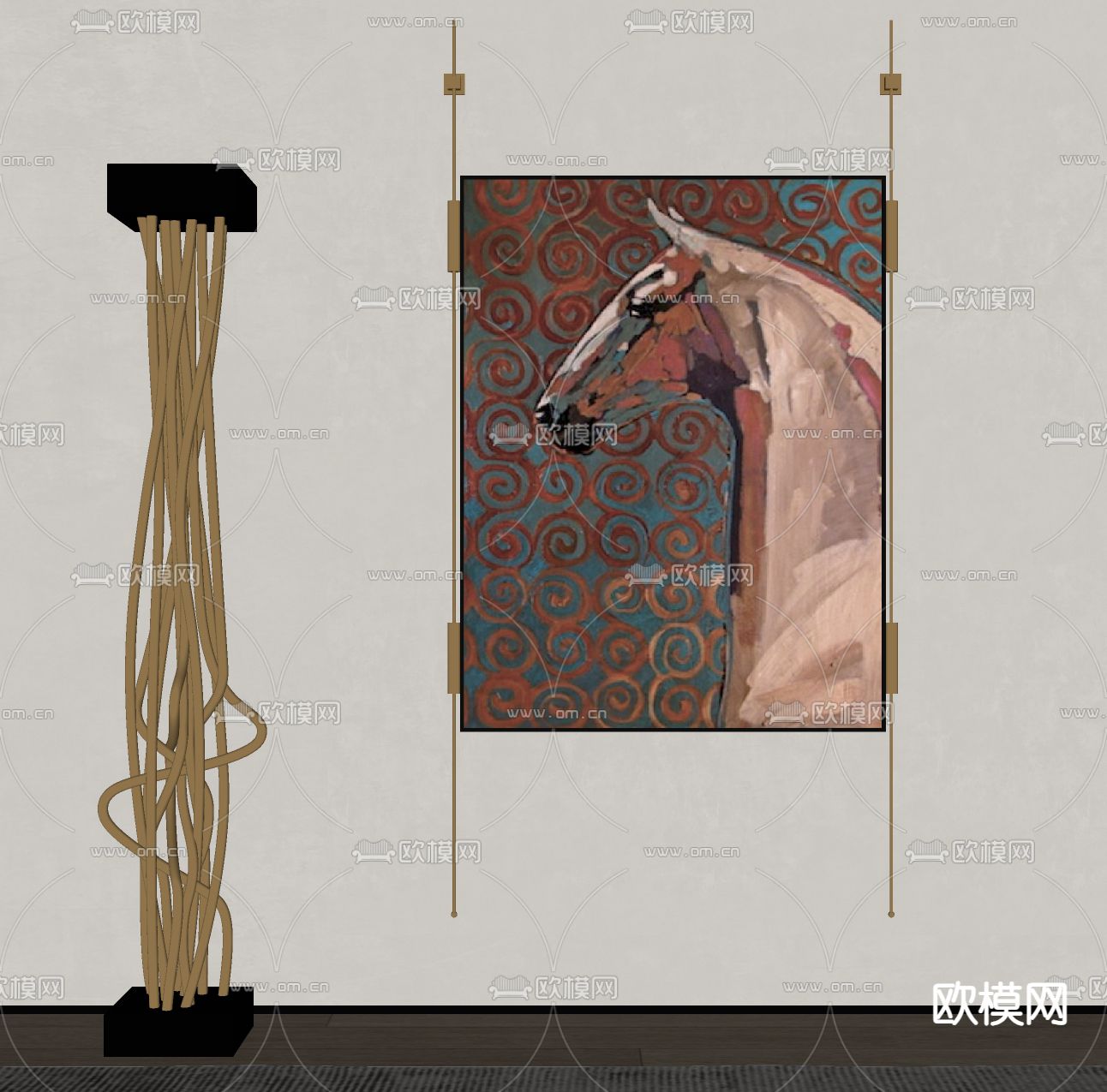 侘寂风装饰画 挂画su模型下载（渲染图2）