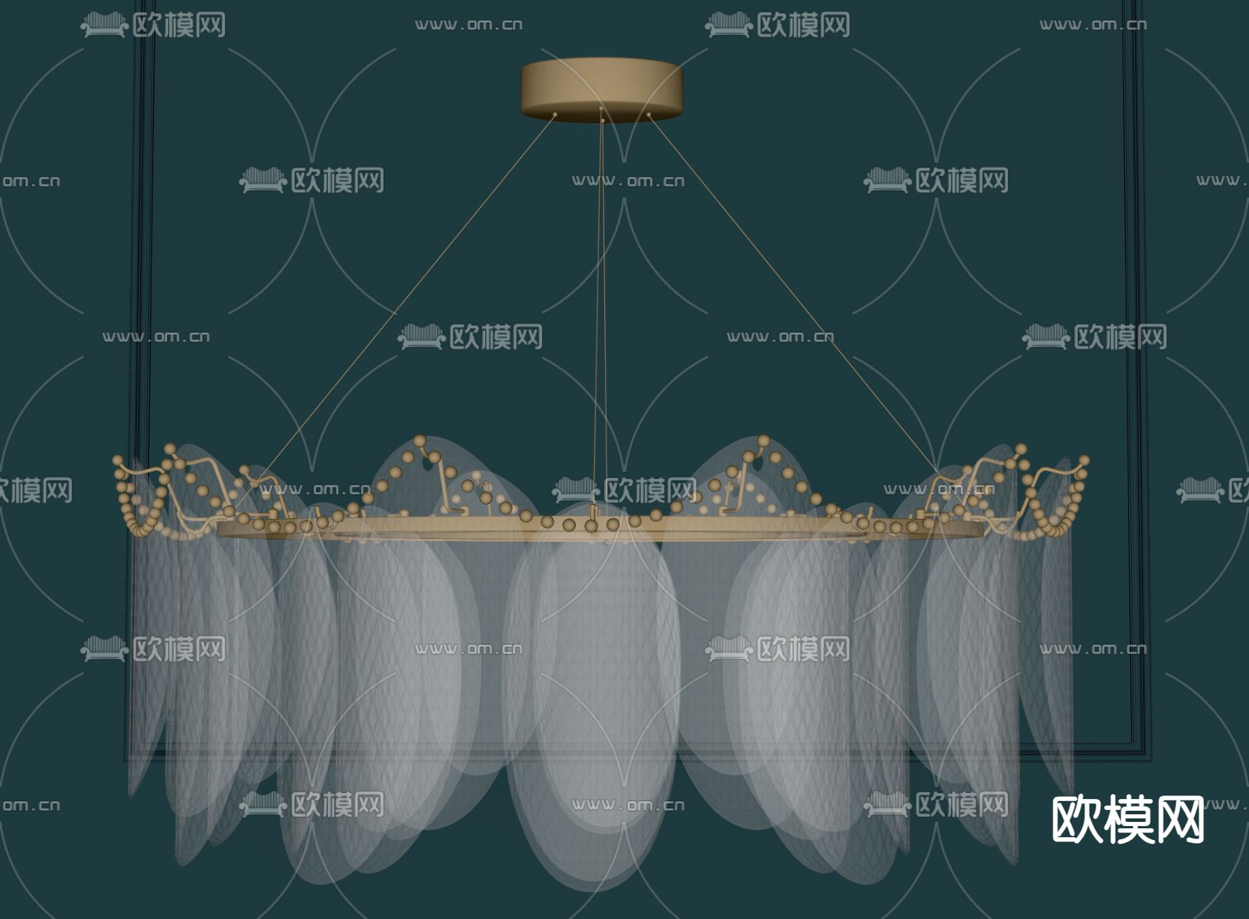 简欧吊灯 水晶吊灯su模型下载（渲染图2）