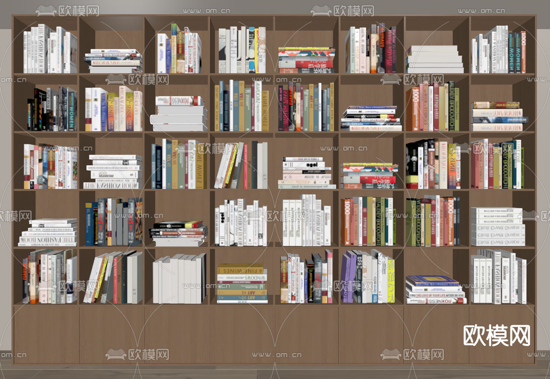 现代书柜 书架su模型下载（渲染图3）