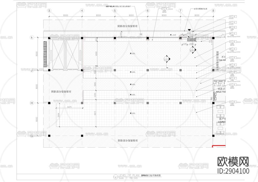 BMW展廳平面cad施工圖下載(渲染圖3)