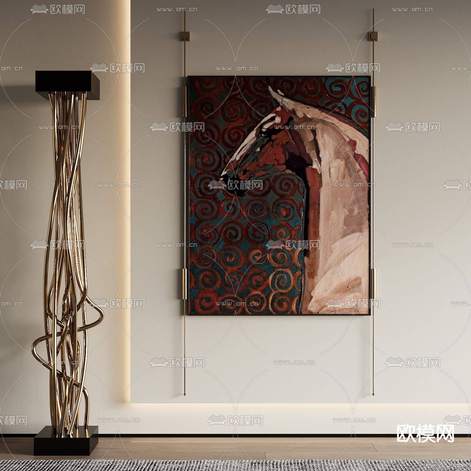 侘寂风装饰画 挂画su模型下载（渲染图1）