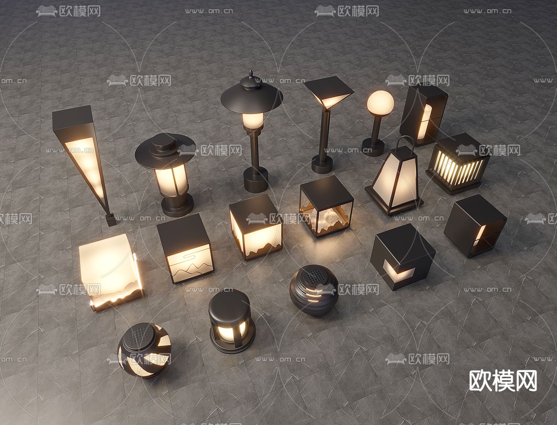 景观灯 户外灯 草坪灯 地灯su模型下载（渲染图1）