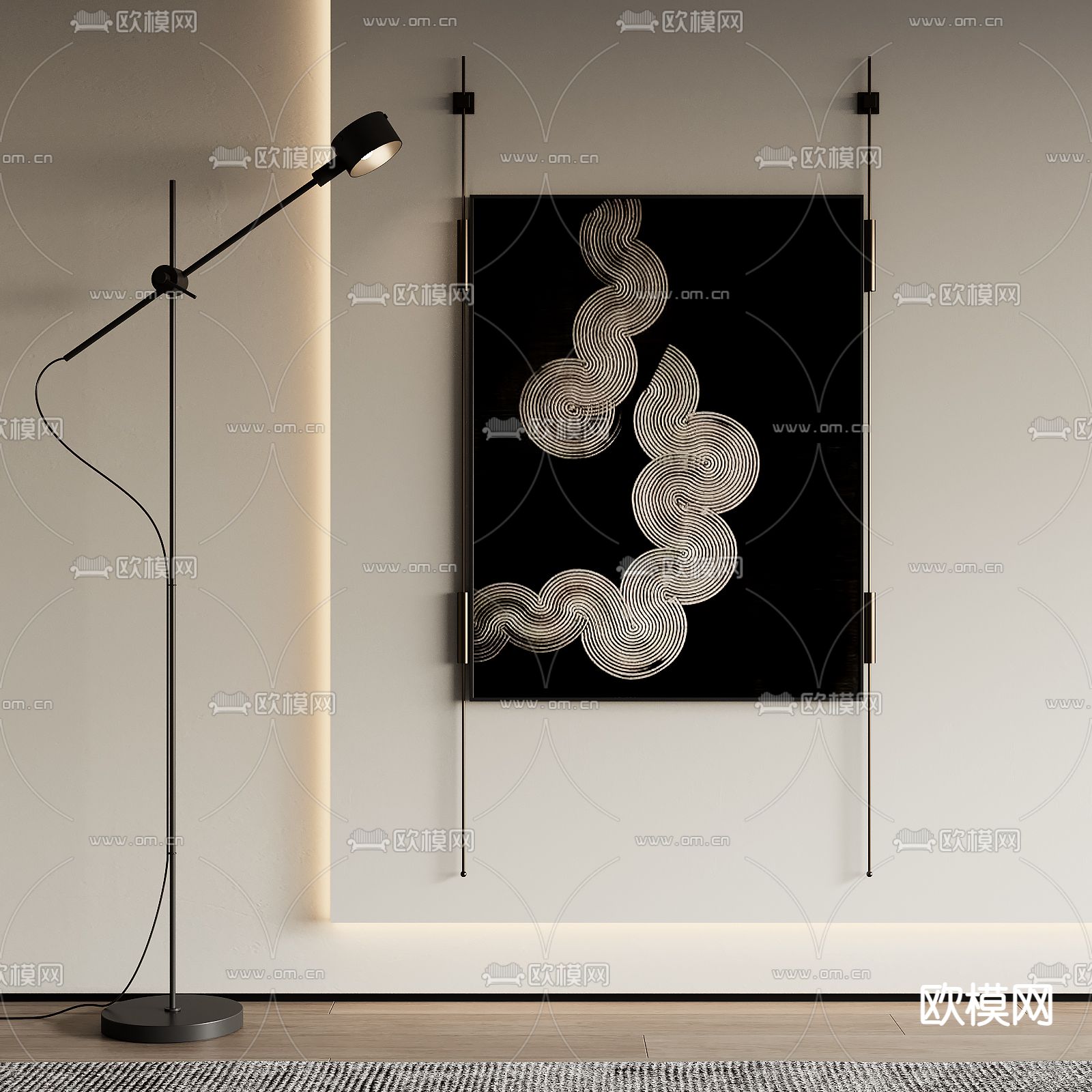 侘寂风装饰画 挂画su模型下载（渲染图1）