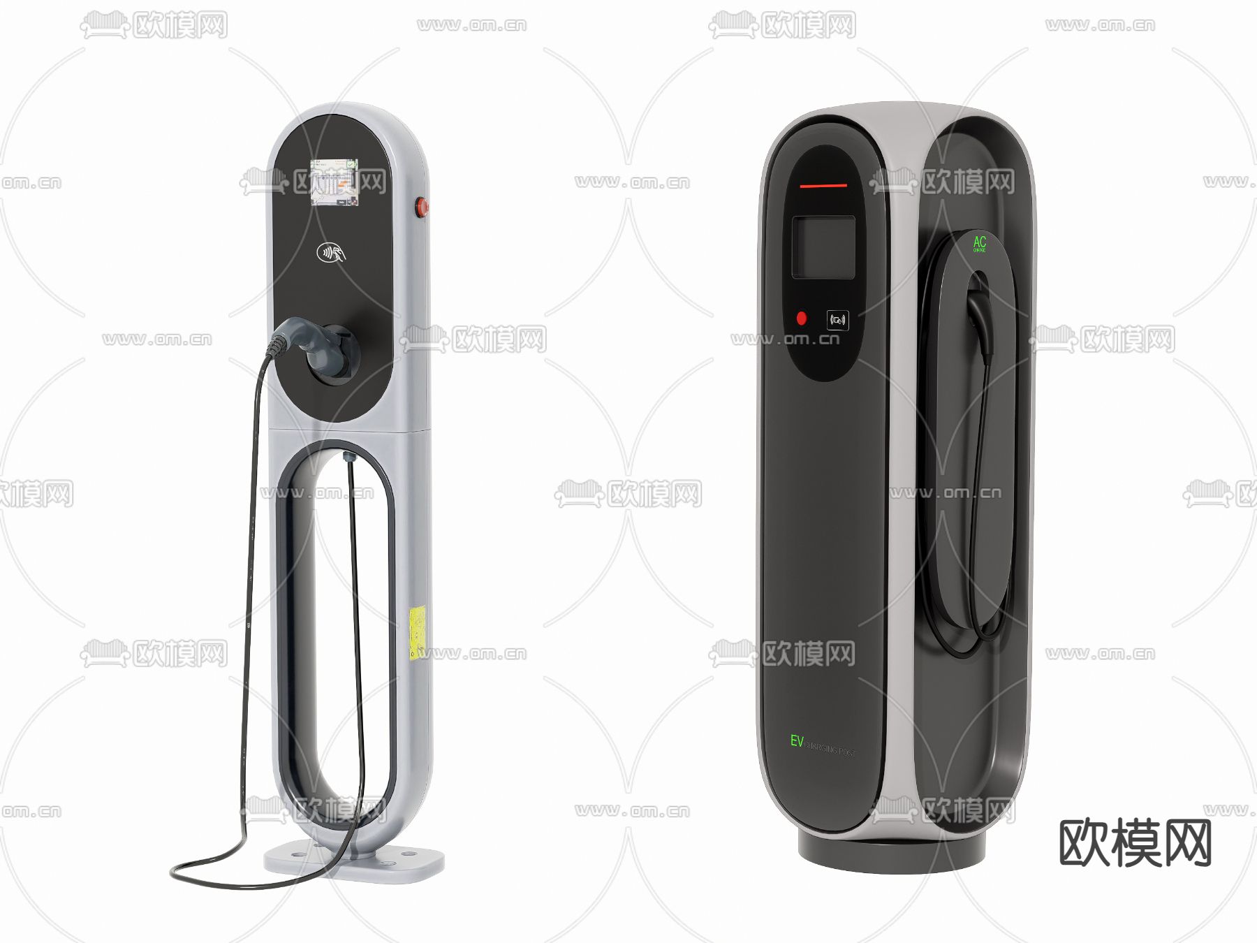 新能源充电桩su模型下载（渲染图1）