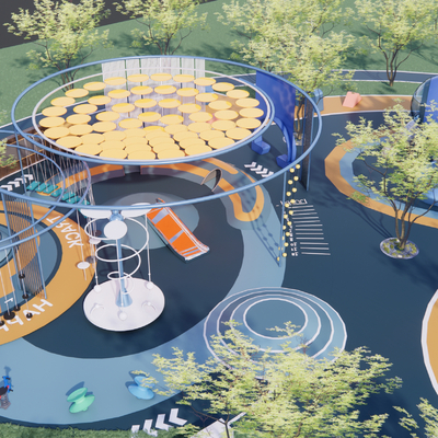  儿童游乐区 儿童活动场地su模型 