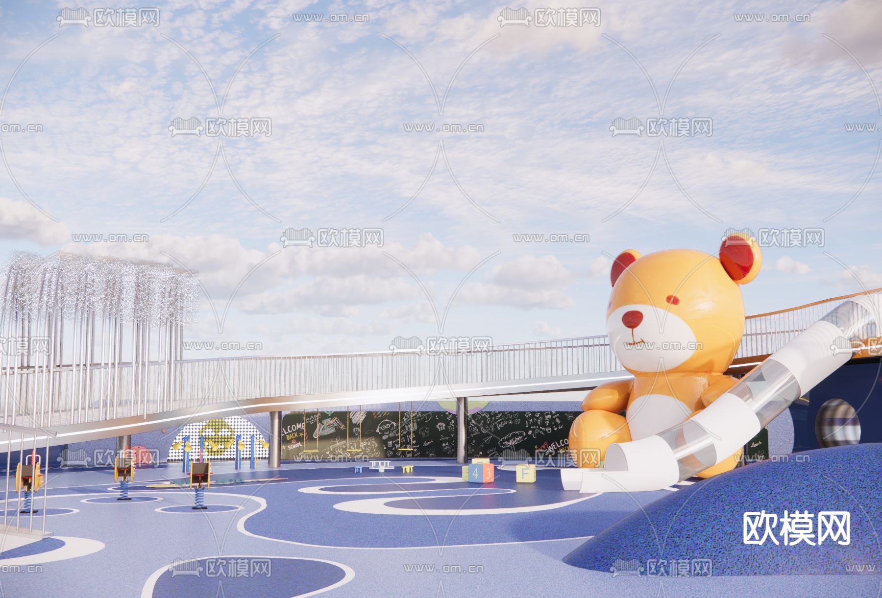 儿童游乐区 儿童活动场地su模型下载（渲染图1）