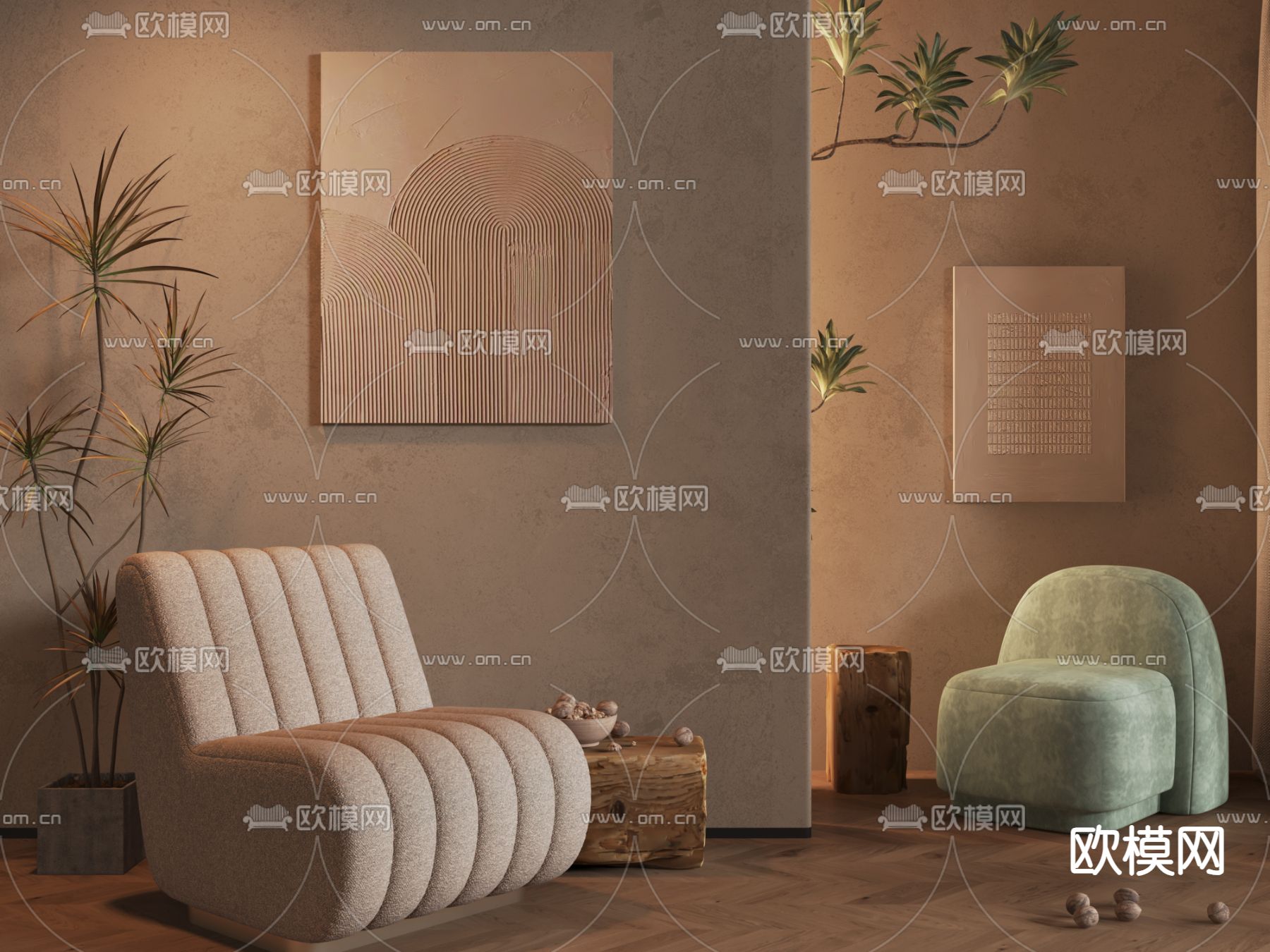 侘寂沙发 单人沙发3d模型下载