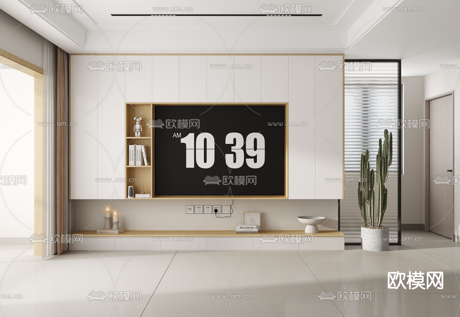 北欧电视背景3d模型下载