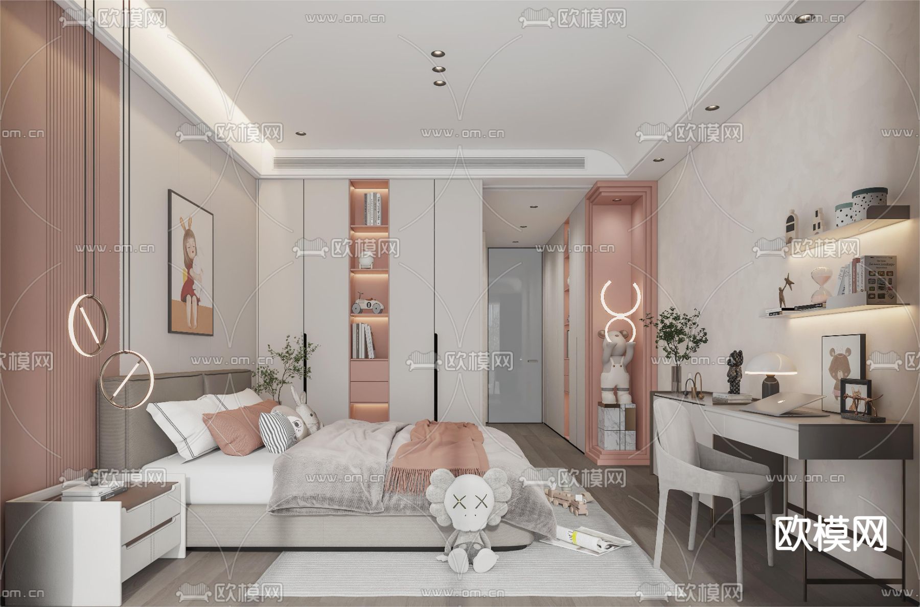 现代儿童房 女孩房3d模型下载