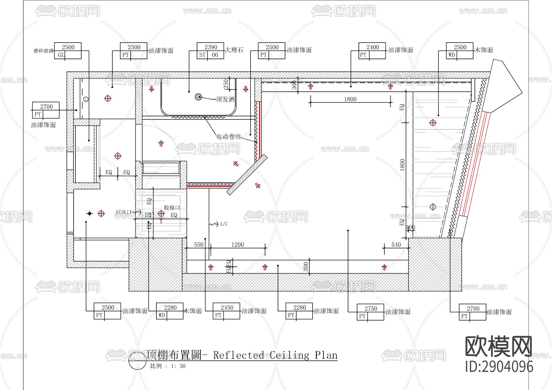 上海酒店L4样板房cad施工图下载（渲染图1）