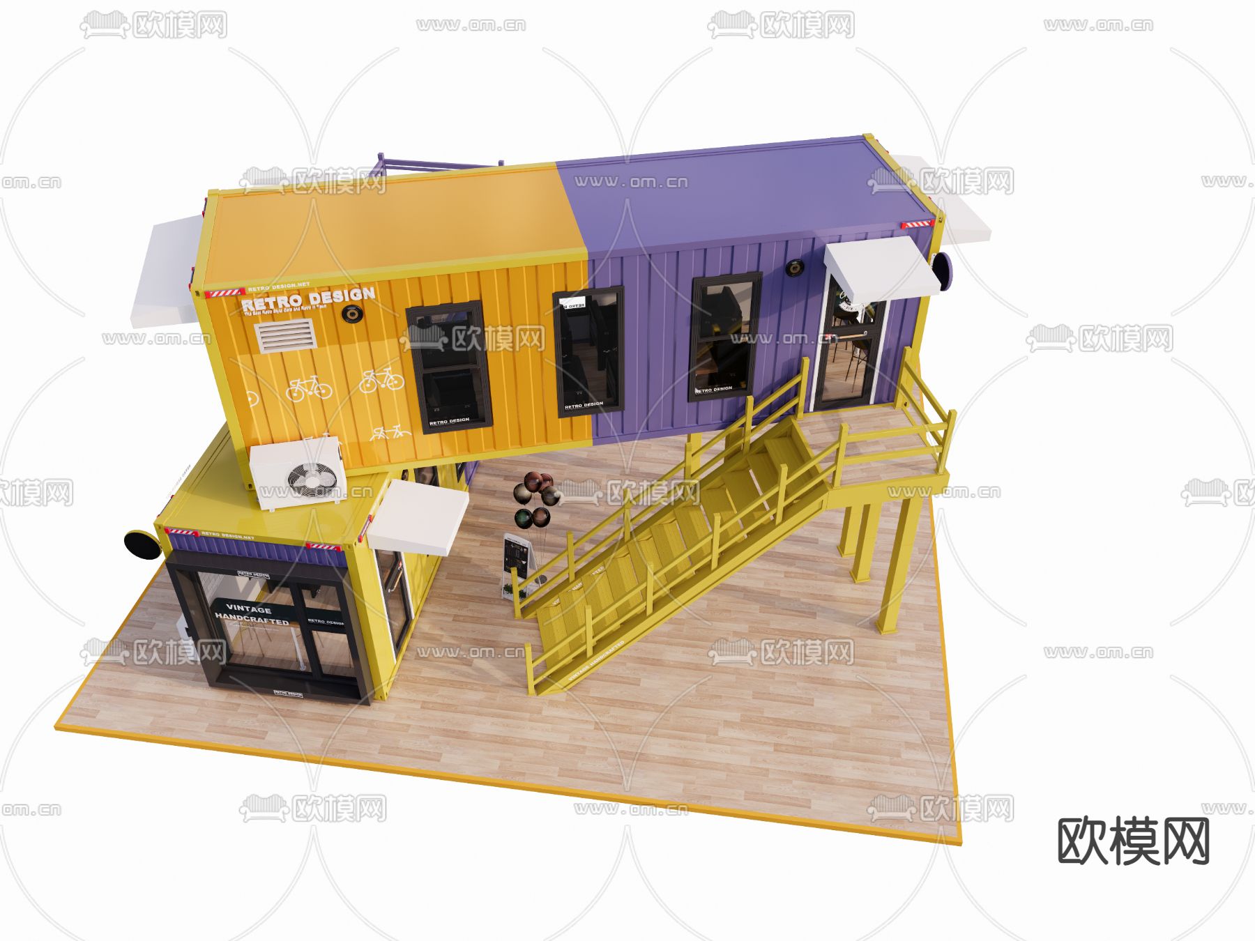 集装箱小店 小卖部 售货亭su模型下载（渲染图1）