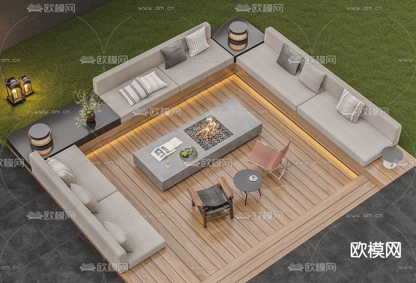 户外沙发 下沉式沙发3d模型下载