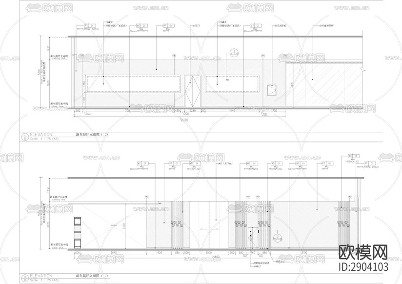 展廳外立面cad施工圖下載(渲染圖2)