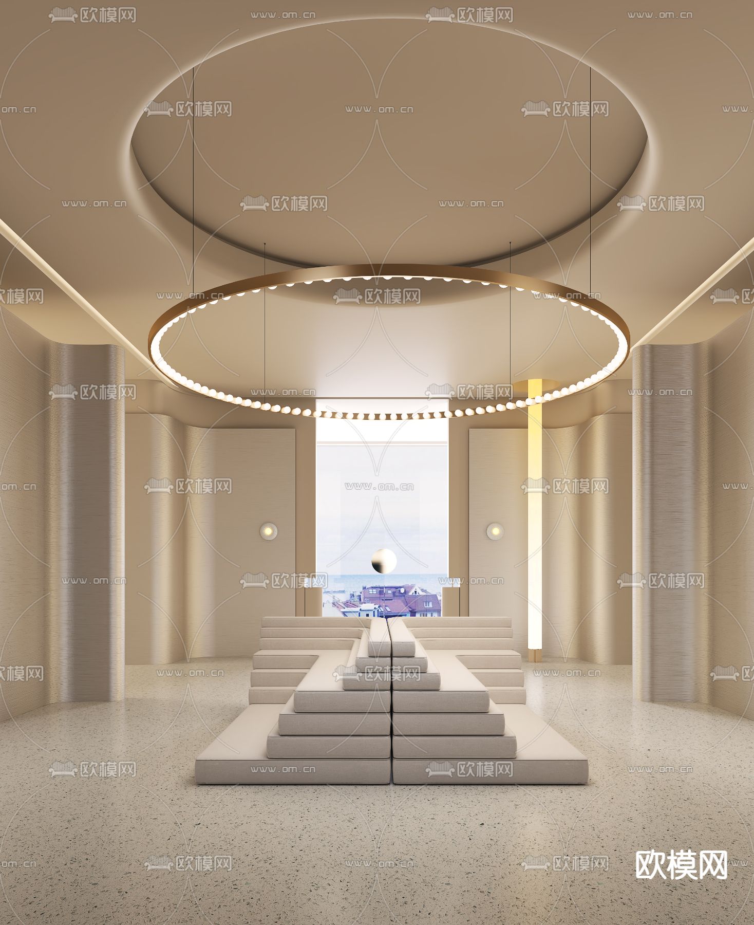 会所玄关大厅su模型下载（渲染图1）