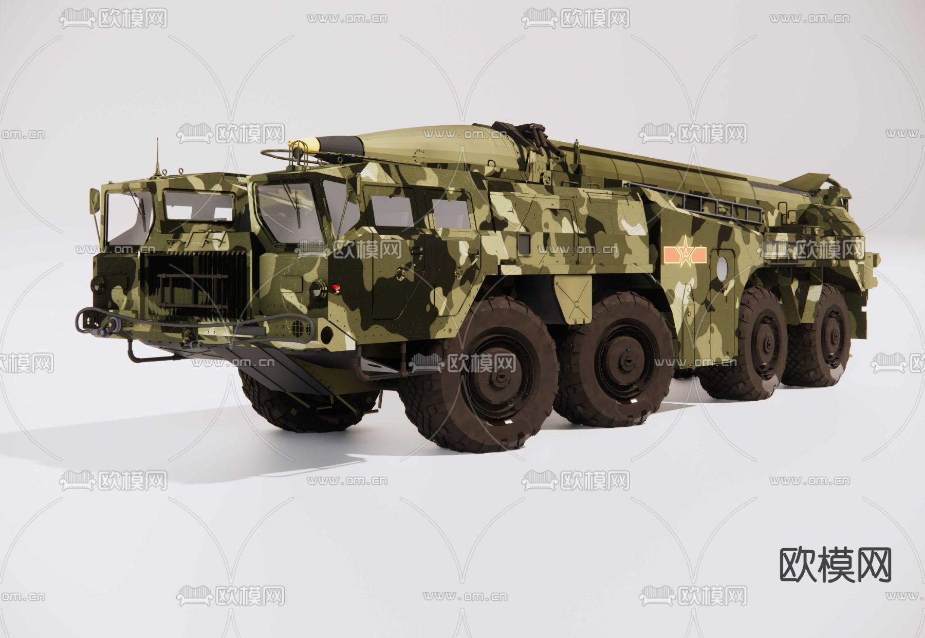东风导弹运输车su模型下载（渲染图1）
