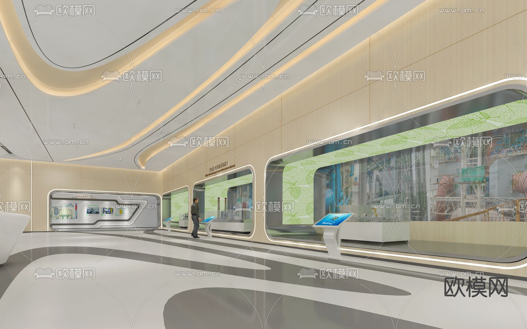 绿色环保展厅su模型下载（渲染图1）