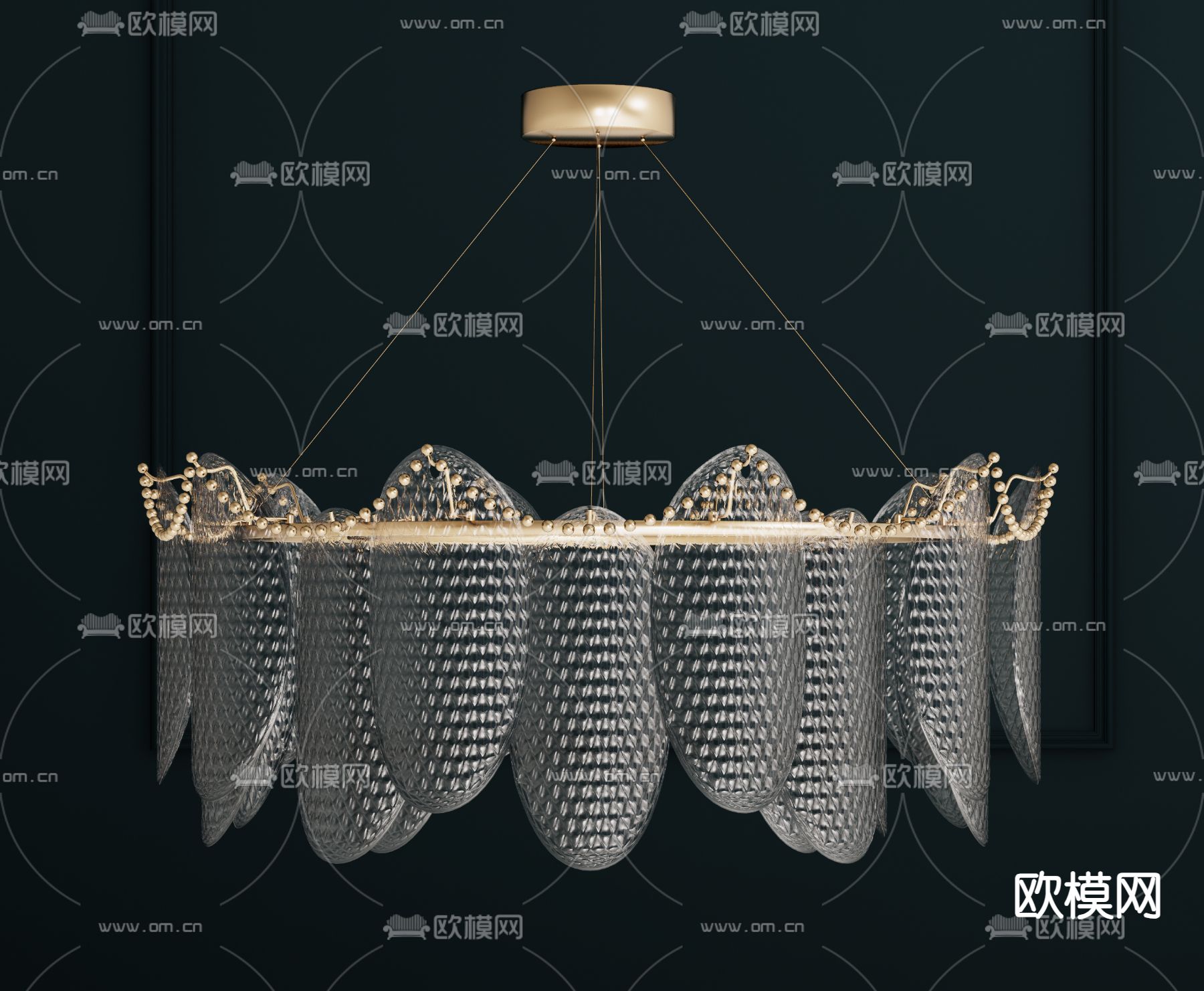 简欧吊灯 水晶吊灯su模型下载（渲染图1）