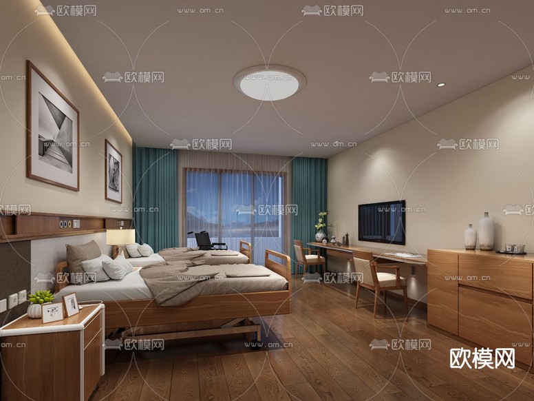 现代养老院 VIP养老房su模型下载(渲染图1)