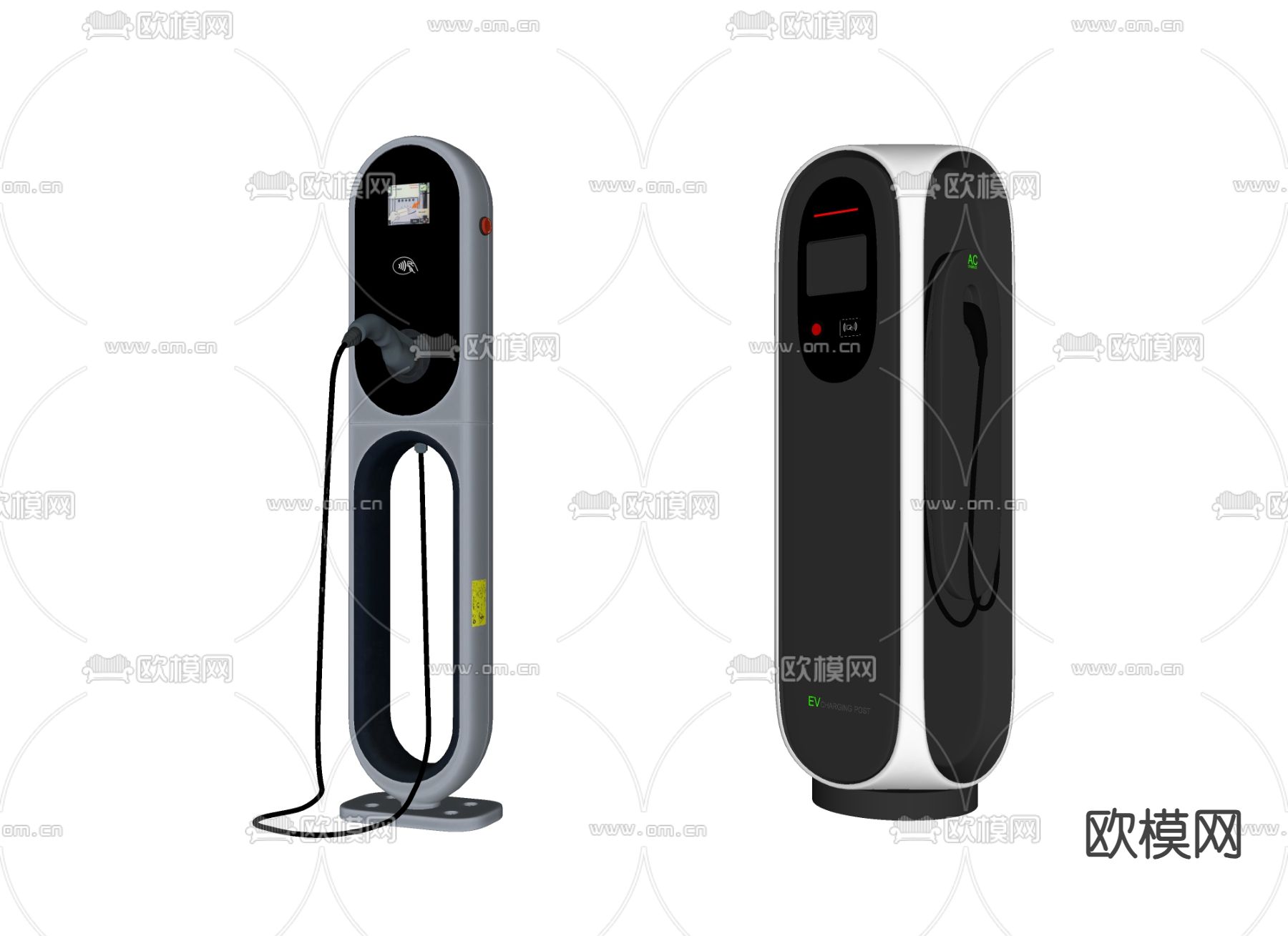 新能源充电桩su模型下载（渲染图2）