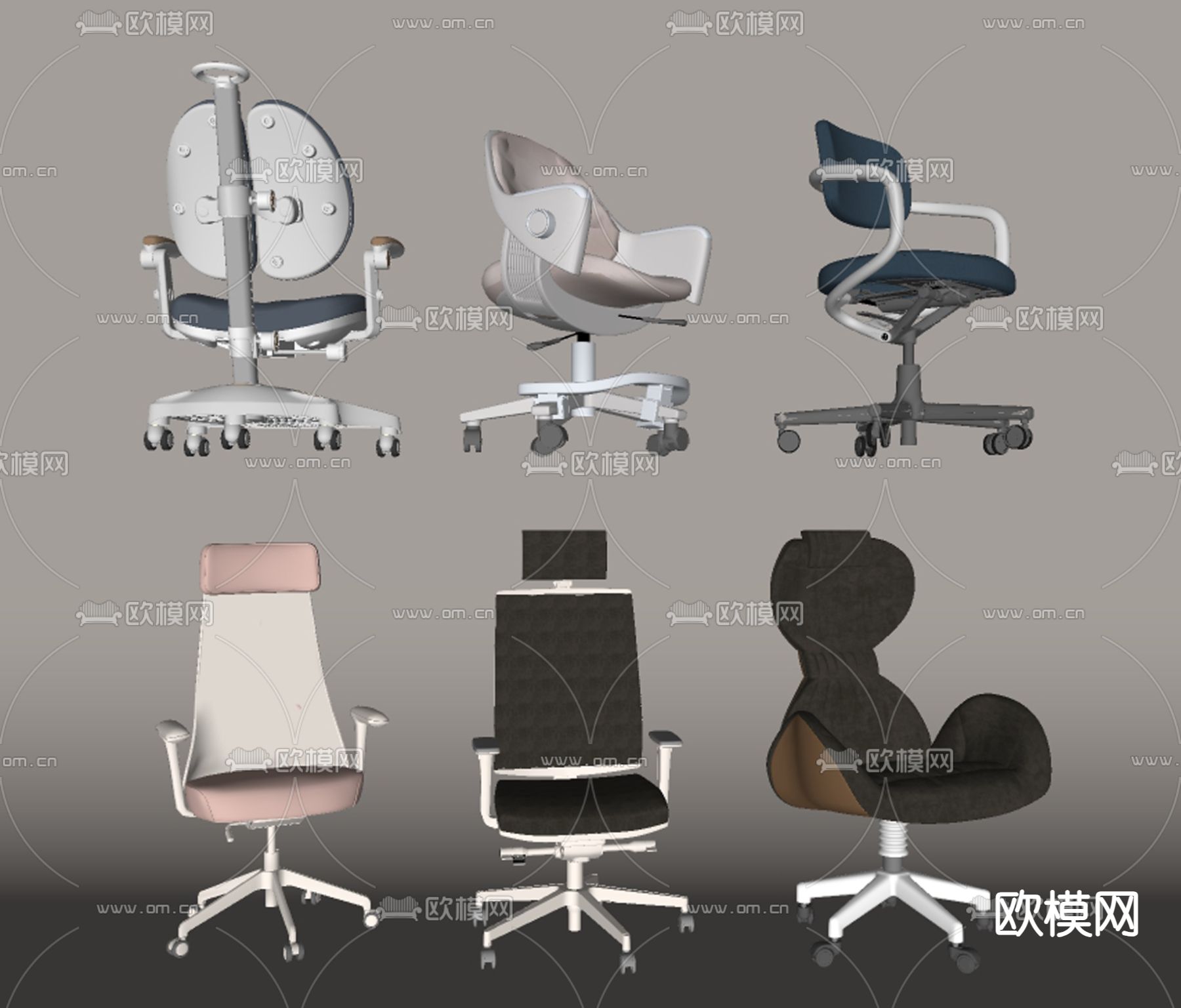 现代办公椅su模型下载（渲染图2）