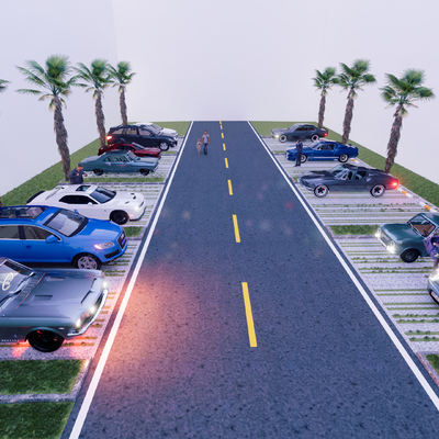  生态停车场su模型 