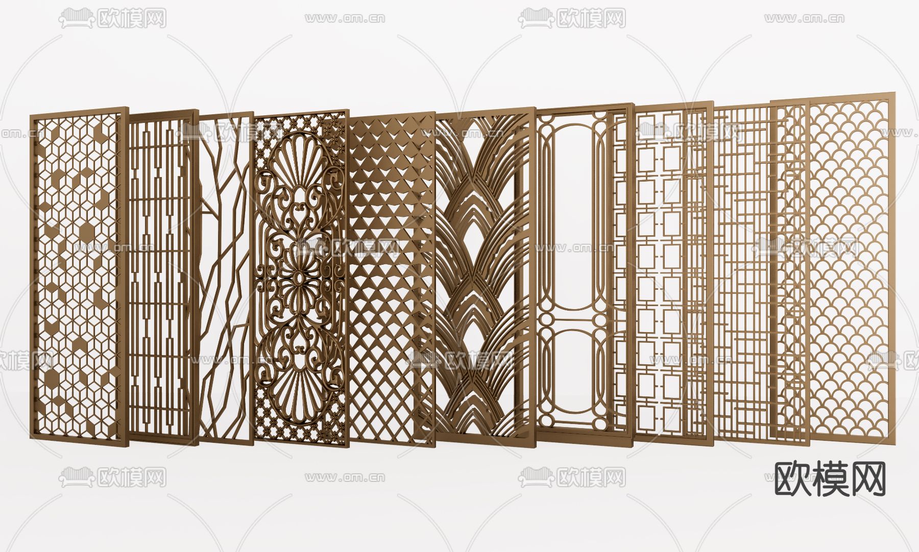 中式雕花 屏风 隔断su模型下载（渲染图1）