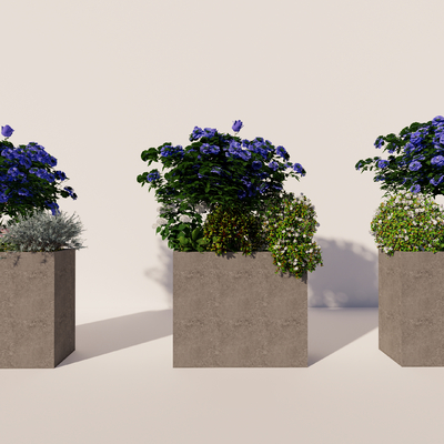  小型花池su模型 