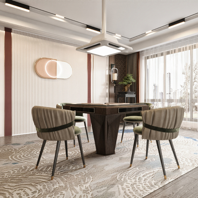  现代棋牌室 麻将室su模型 