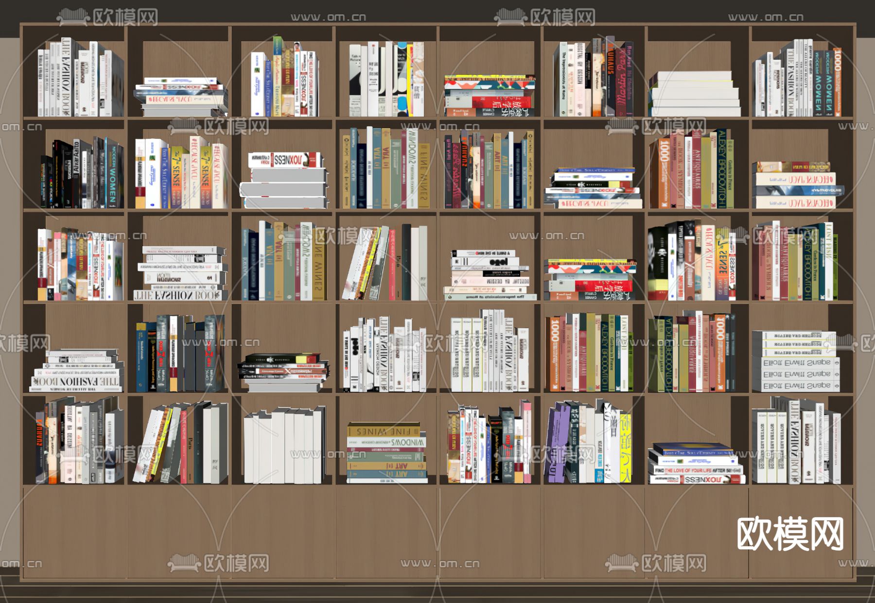现代书柜 书架su模型下载（渲染图2）