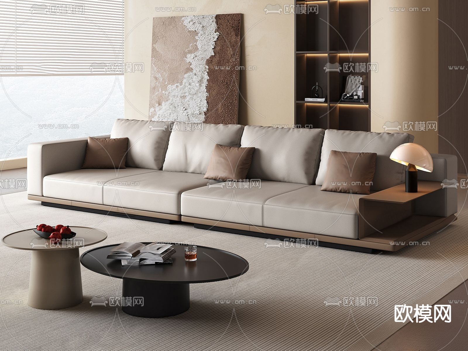 现代多人沙发su模型下载（渲染图1）