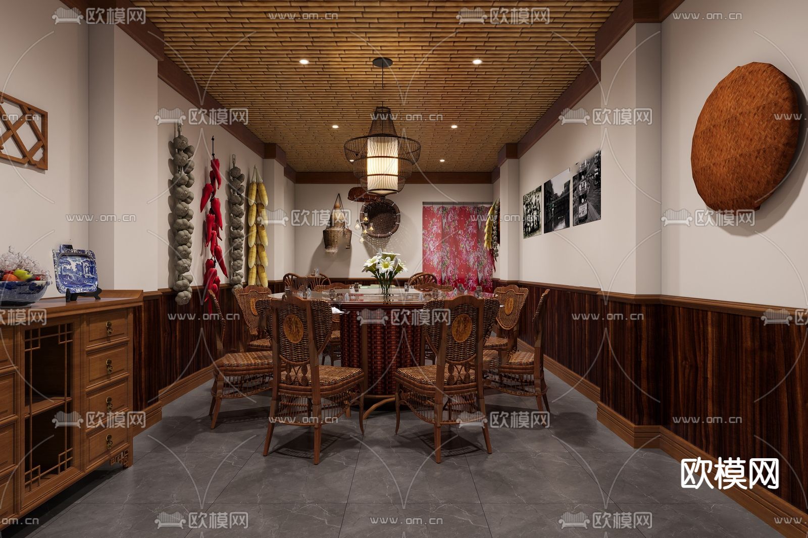 农家乐包厢 包房 包间3d模型下载