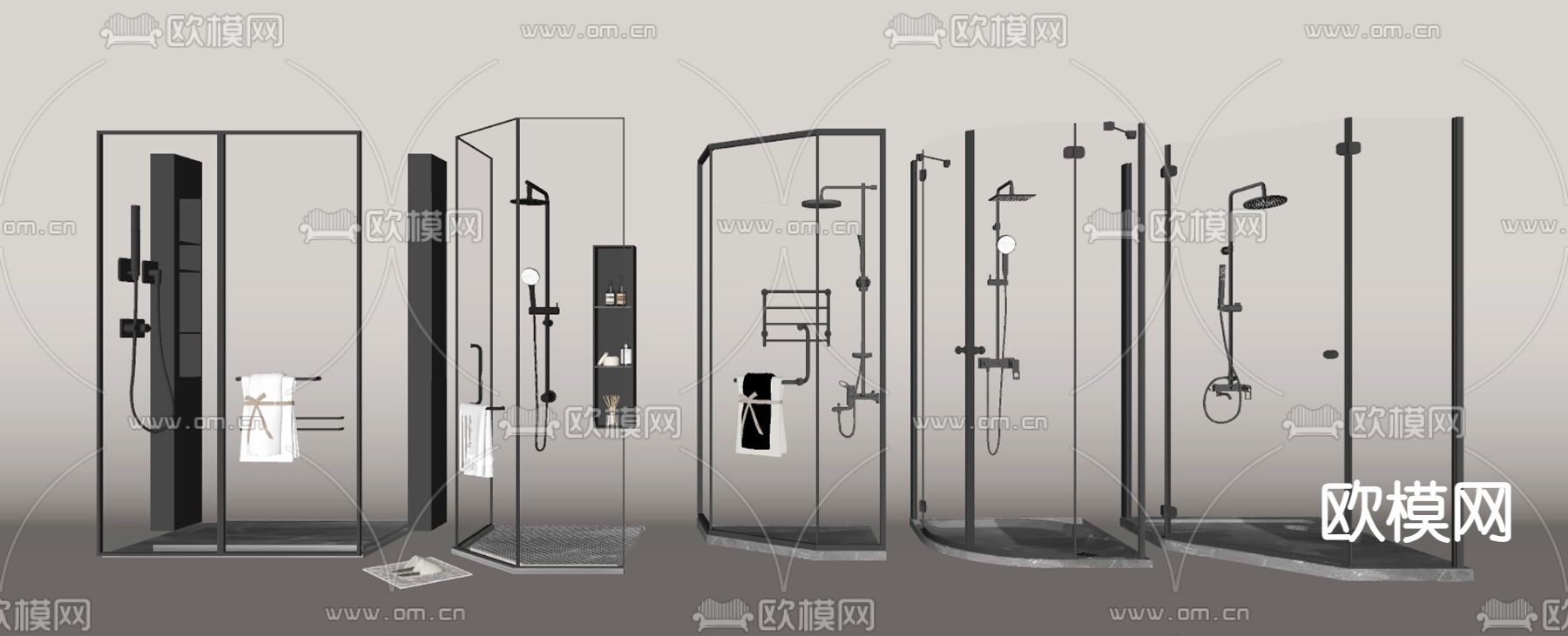 淋浴间 冲凉房 淋浴房su模型下载（渲染图2）