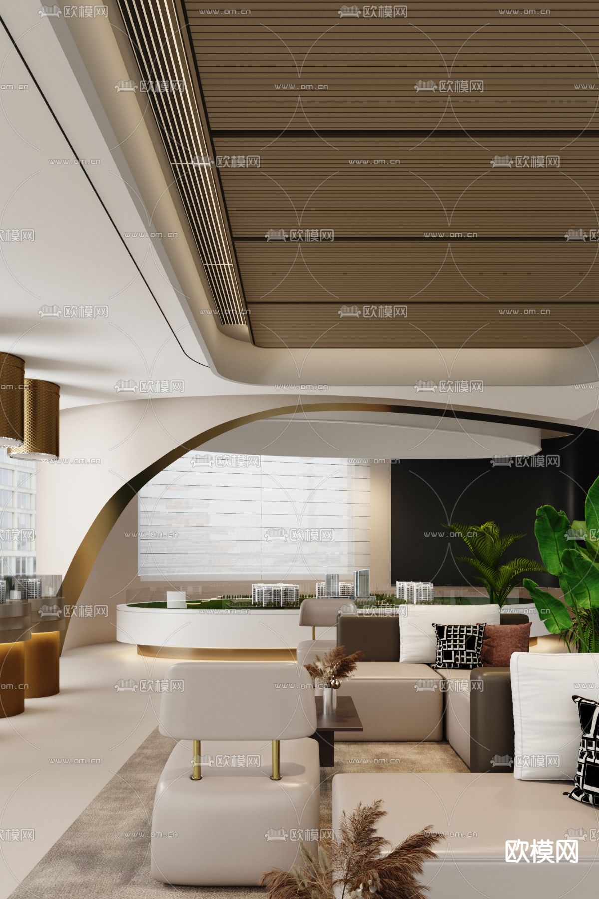 曼图设计 售楼处洽谈区3d模型下载